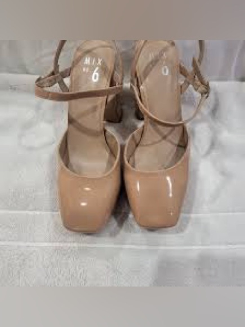 Nude Patent Block Heel Ankle-Strap Sandals